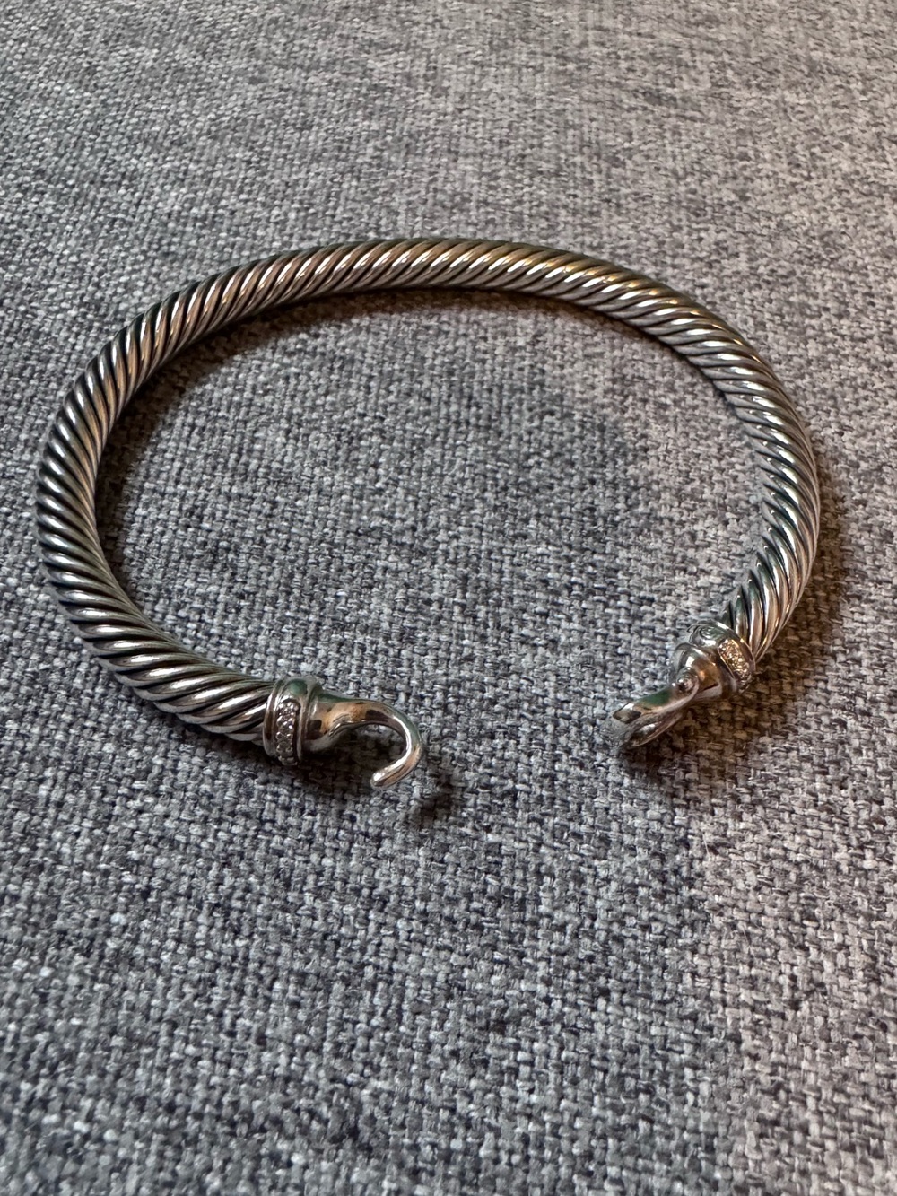 David Yurman Buckle Classic Cable BraceletSterling Silver with Diamonds 5mm